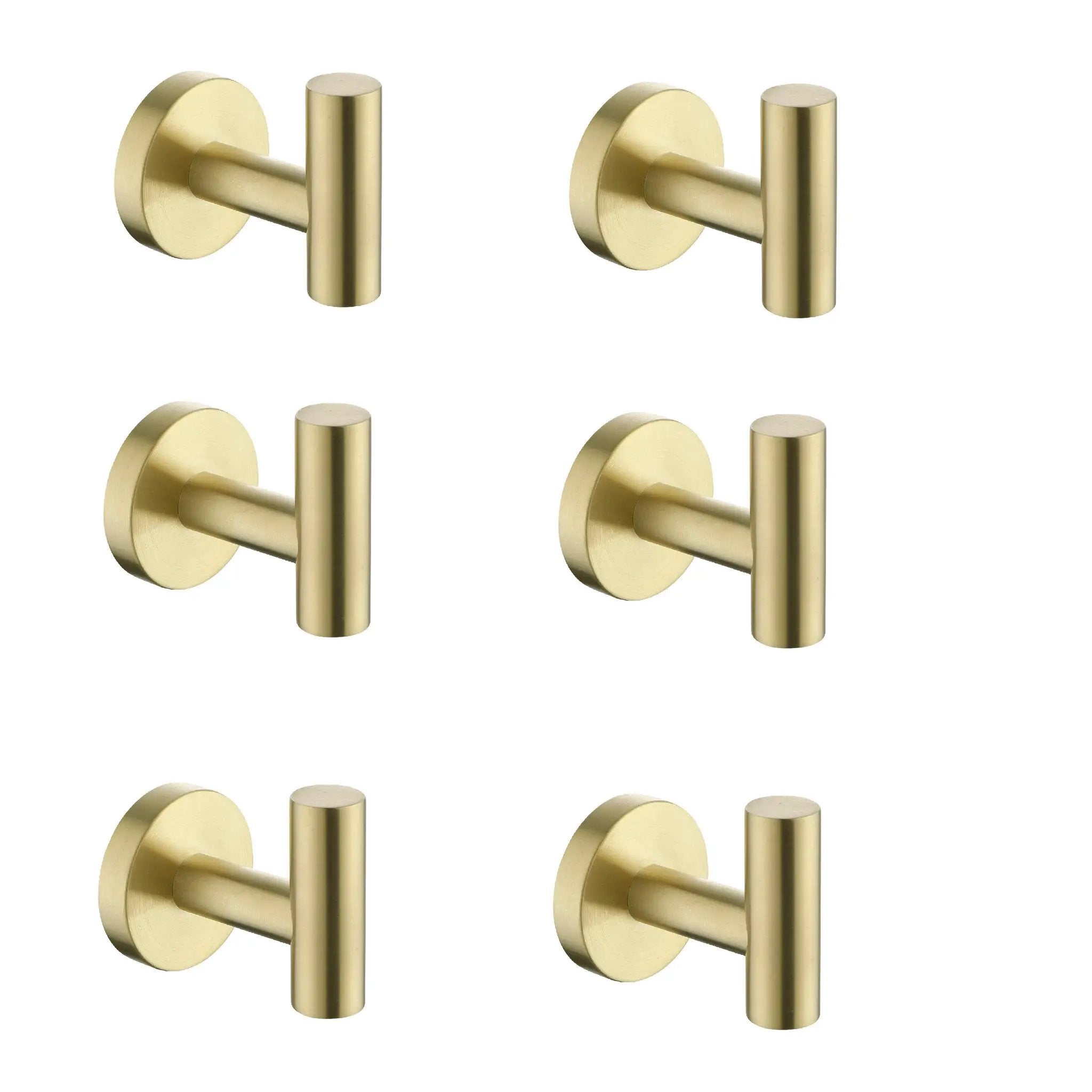 6-Pack Wall-Mounted Stainless Steel Bathroom Towel Hooks by HouseOfZazla