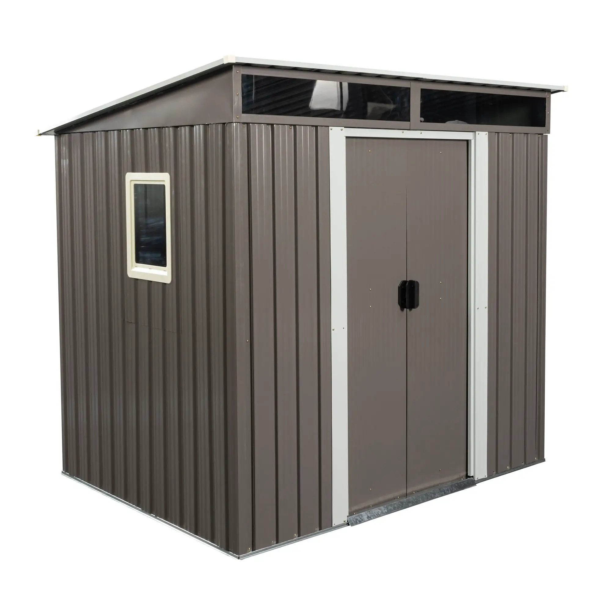 Outdoor Metal Storage Shed With Window Transparent Plate W540S00011 - Gray by HouseOfZazla