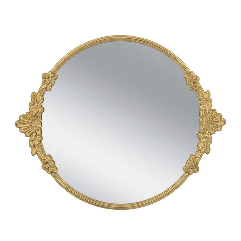 19x16x1" Round Mirror Tray with Gold Leaf Detailing by HouseOfZazla