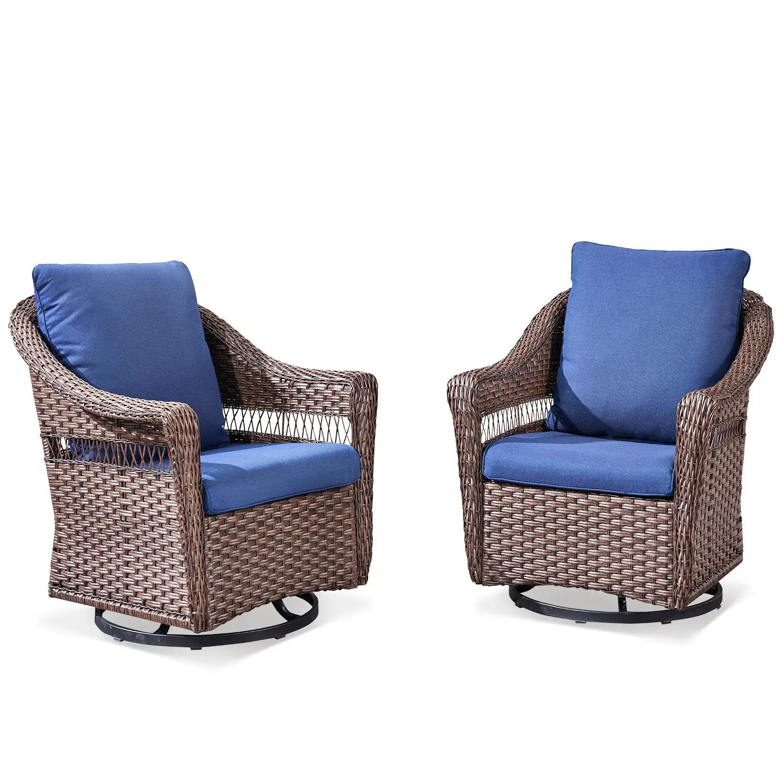 Outdoor Swivel Rocking Wicker Chairs Set of 2 by HouseOfZazla