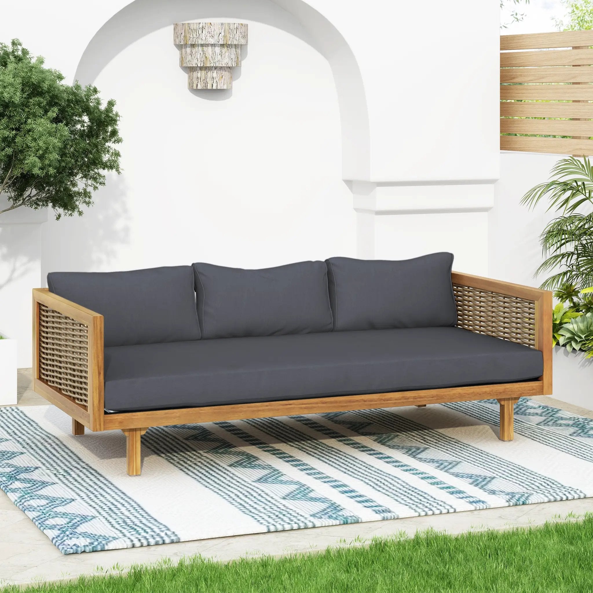 Claremont 3 Seater Daybed With Rattan Arms by HouseOfZazla
