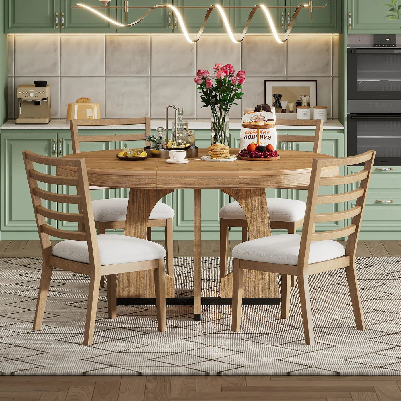 Round Dining Table Set For 4 With Chairs by HouseOfZazla