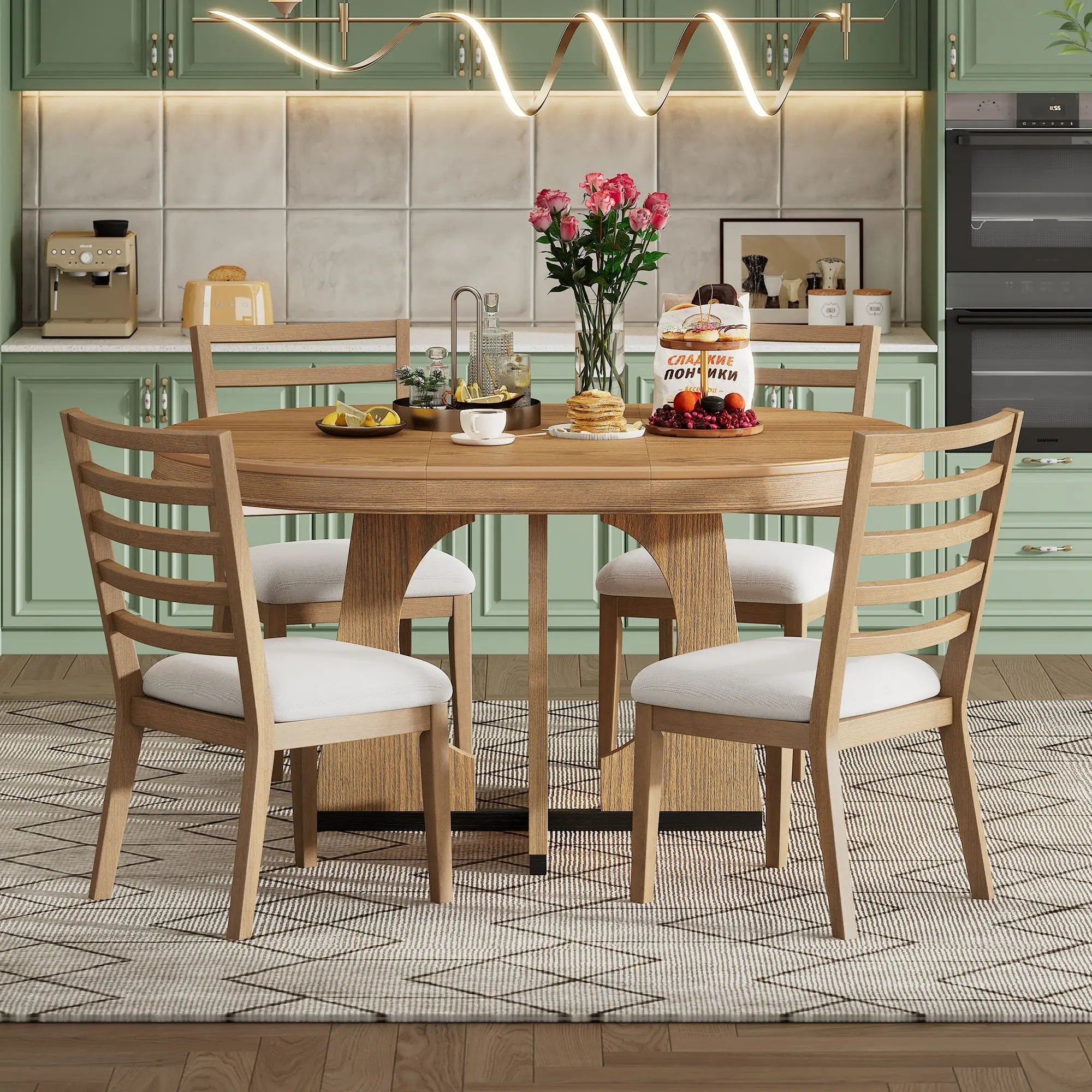 Round Dining Table Set For 4 With Chairs by HouseOfZazla