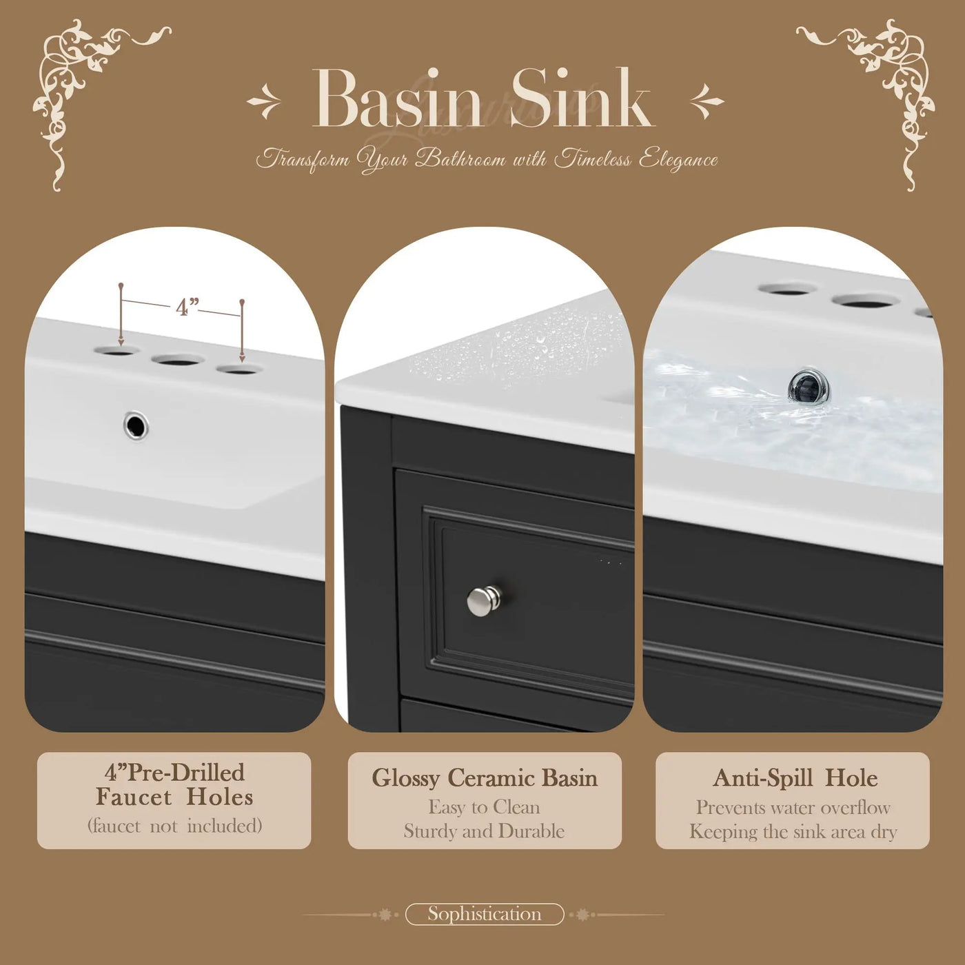 Bathroom Vanity With Medicine Cabinet, Storage Cabinet With 4 Drawers, Adjustable Shelf Mirror by Unique Piece Furniture