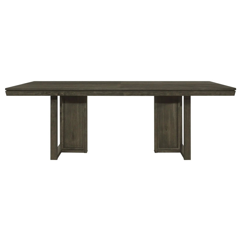 Glenmoor - Rectangular Dining Table With Geometric Double Pedestal Base - Dark Gray by HouseOfZazla