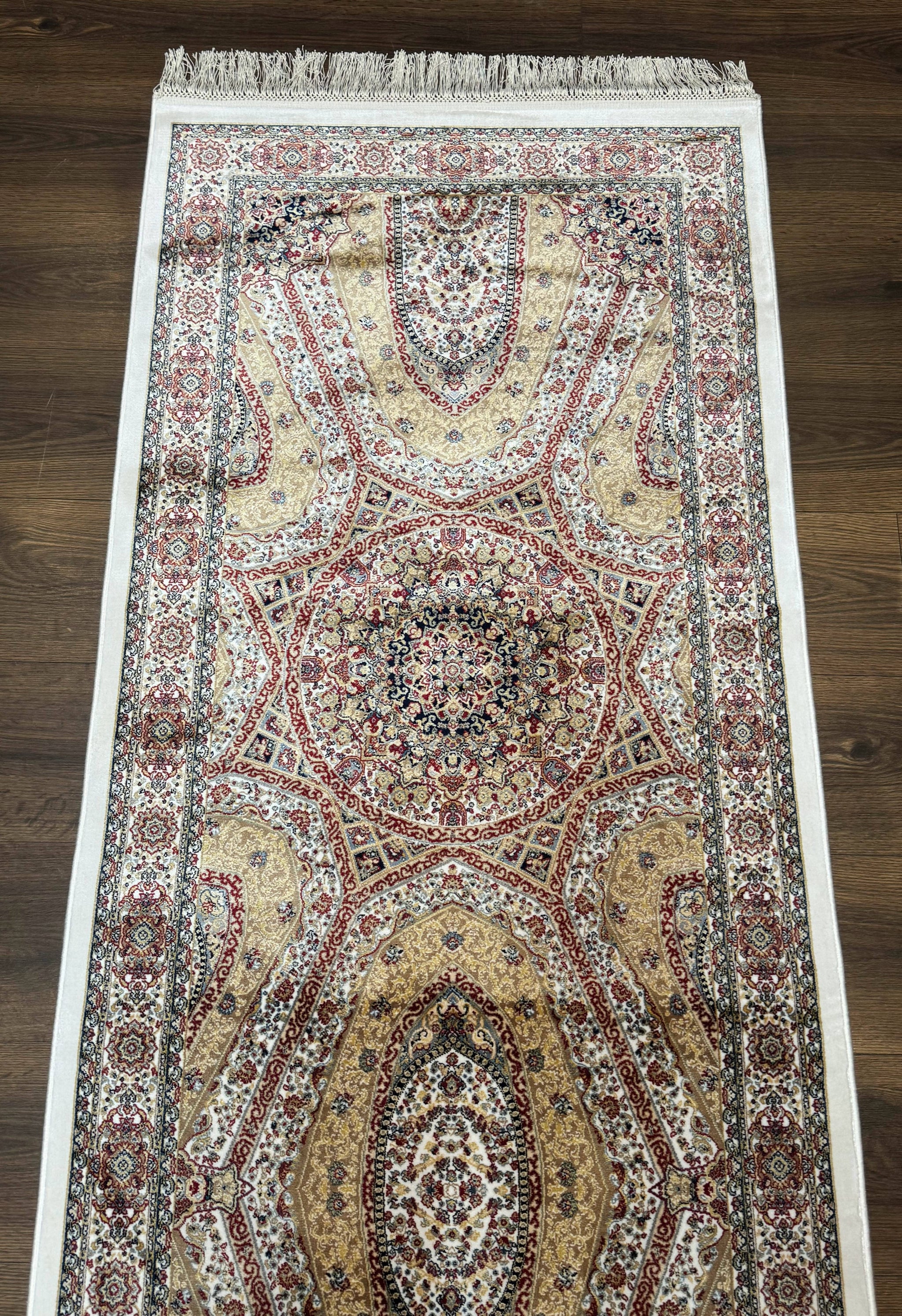 Turkish Silk Runner Rug 2.6 x 12, Hereke Mamluk Runner, Bamboo Silk, New by Jewel Rugs