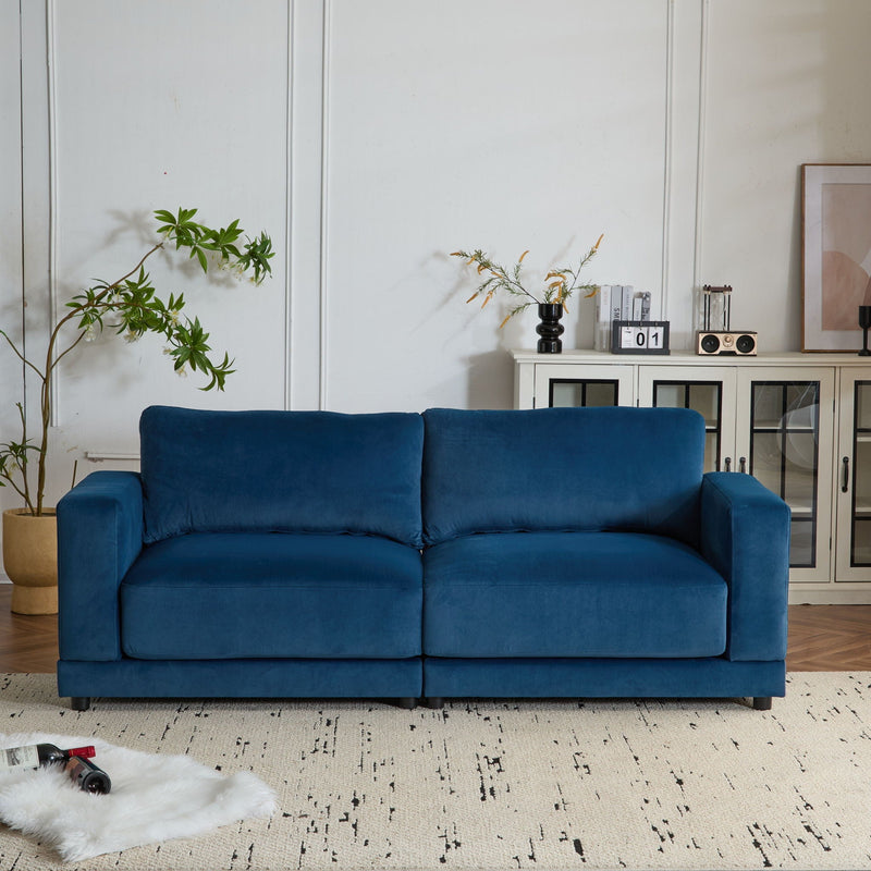 Modern Square Arm Sofa With Soft Fabric Upholstery, Deep Cushions by HouseOfZazla