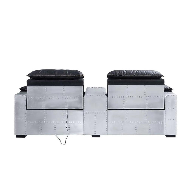 Misezon - Power Motion Recliner - Black Top Grain Leather & Aluminum by Unique Piece Furniture