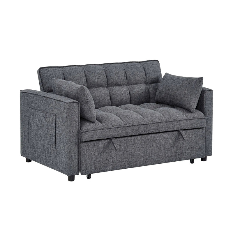Sienna - Tufted Convertible Sleeper Sofa With Chaise - Gray by HouseOfZazla