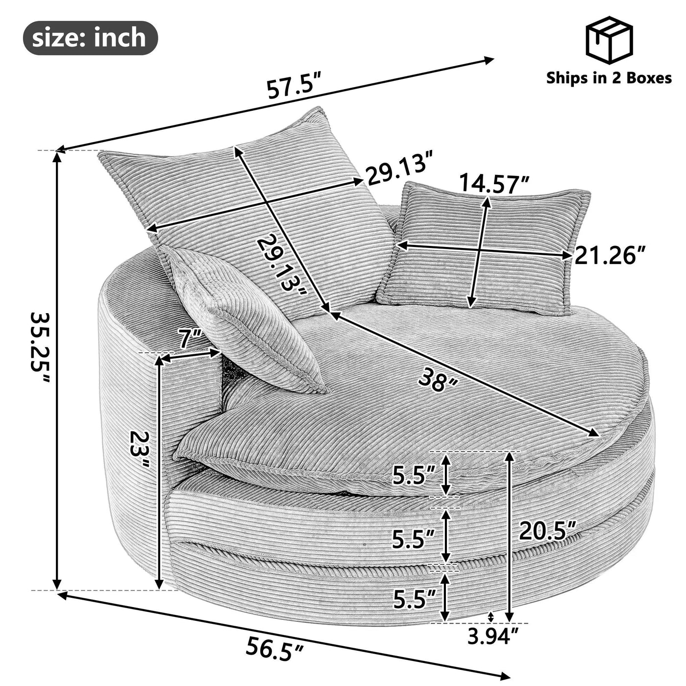360° Swivel Accent Barrel Chair With Dual Layer Cushion And 3 Removable Pillows by Unique Piece Furniture