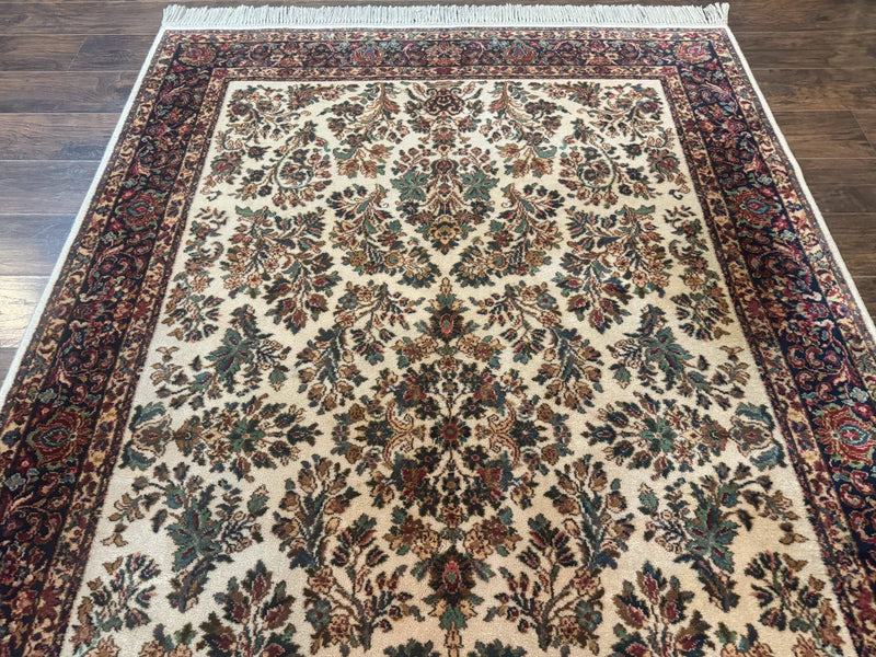 Karastan Rug 5.9 x 9, Ivory Sarouk #760, Wool Pile, Original 700 Series, Vintage by Jewel Rugs