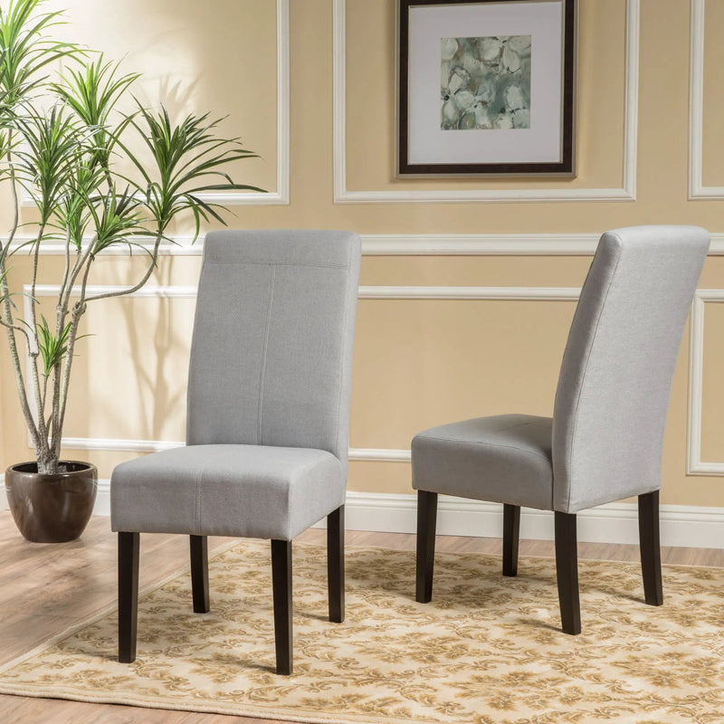 Amaranthine Upholstered Dining Chair With High Back And Wood Legs (Set of 2) - Light Gray by HouseOfZazla
