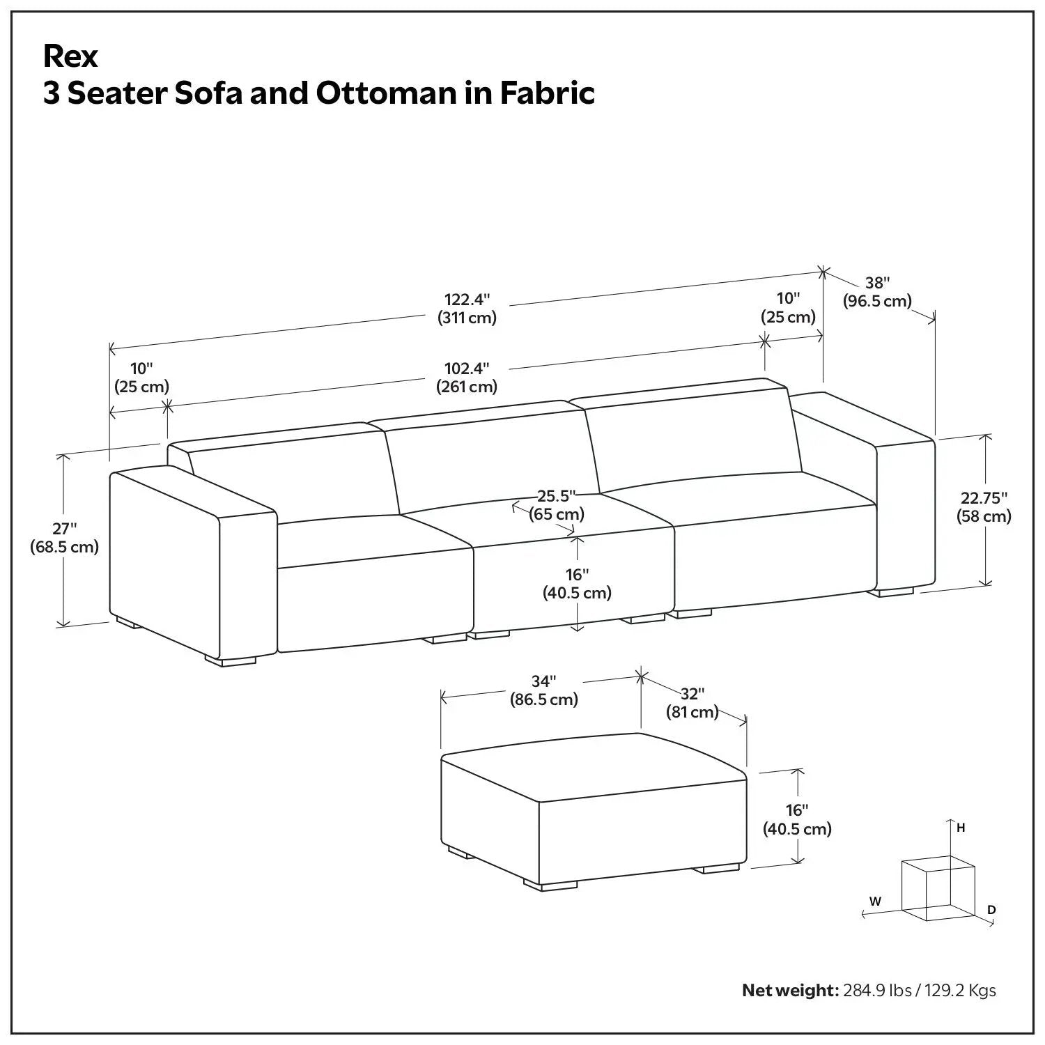 Rex - Handcrafted Sectional Sofa And Ottoman by Unique Piece Furniture