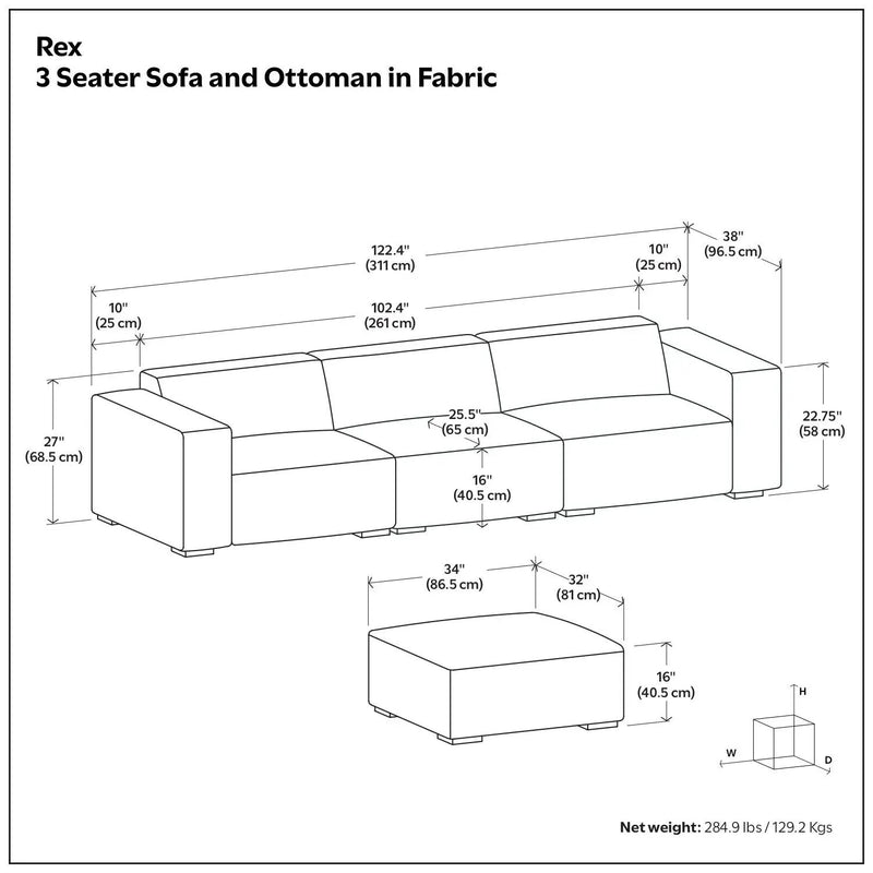 Rex - Handcrafted Sectional Sofa And Ottoman by Unique Piece Furniture