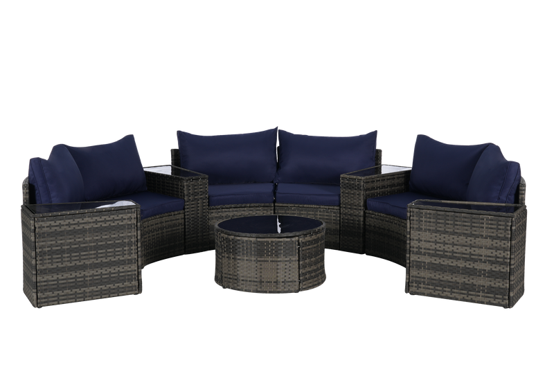 Outdoor Patio Furniture 11-Piece Half-Moon Sectional Round Patio Furniture Set by HouseOfZazla