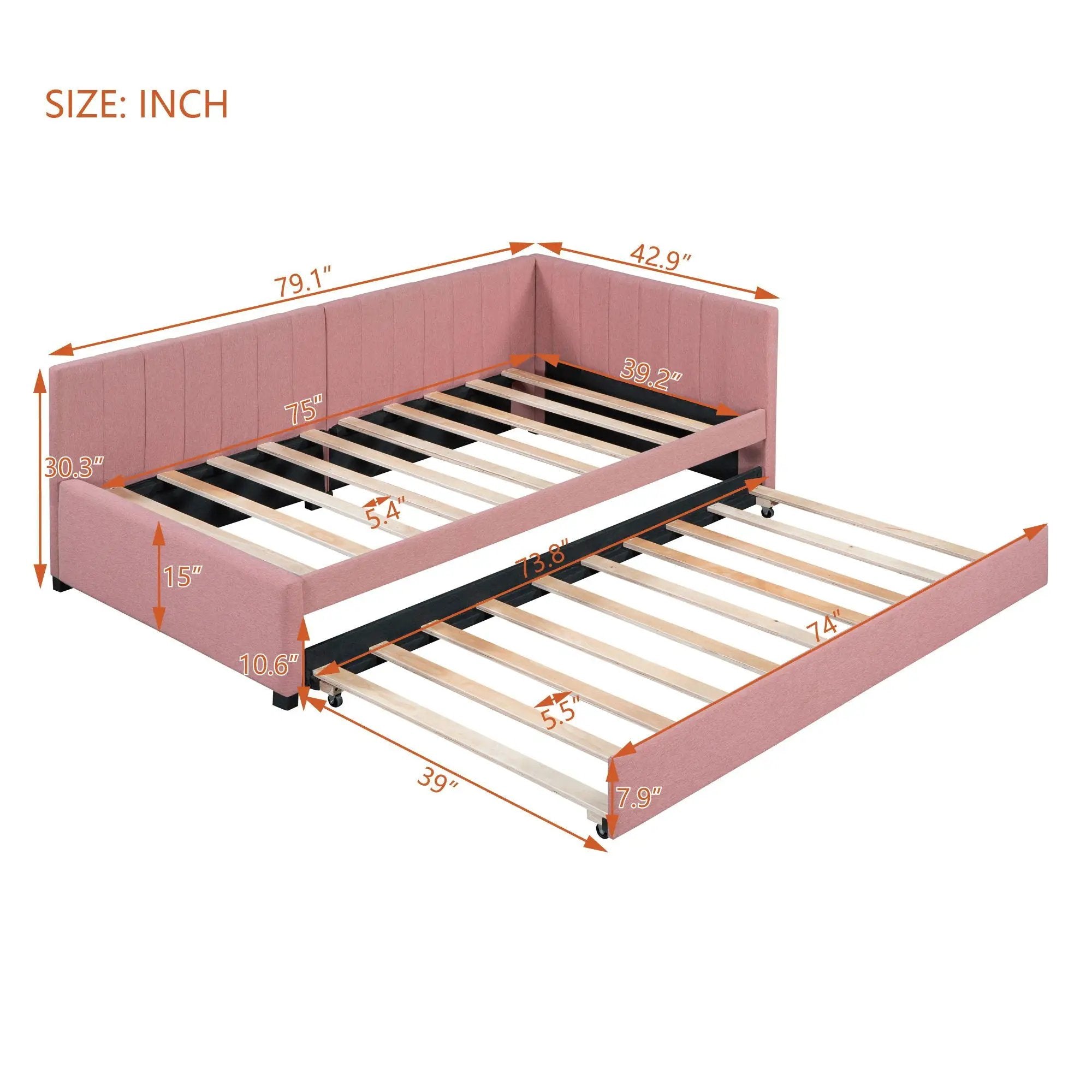 Upholstered Daybed, Sofa Bed Frame, No Box Spring Needed by HouseOfZazla