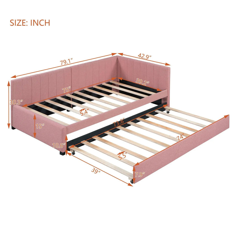 Upholstered Daybed, Sofa Bed Frame, No Box Spring Needed by HouseOfZazla
