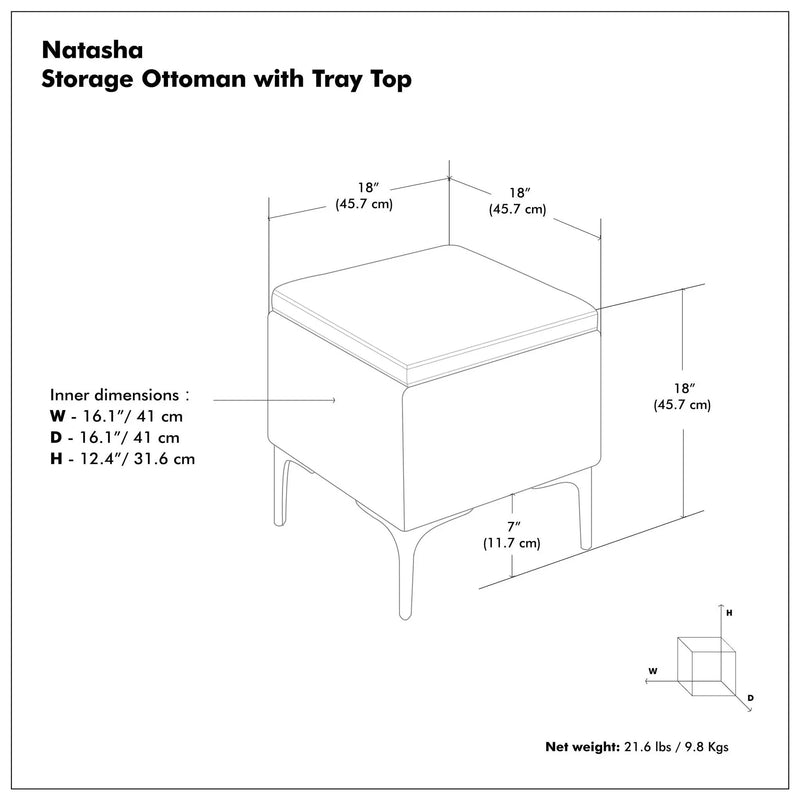 Natasha - Multifunctional Storage Ottoman With Tray by Unique Piece Furniture