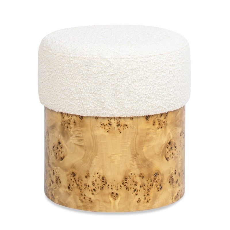 Nebula - Round Upholstered Ottoman - White by HouseOfZazla