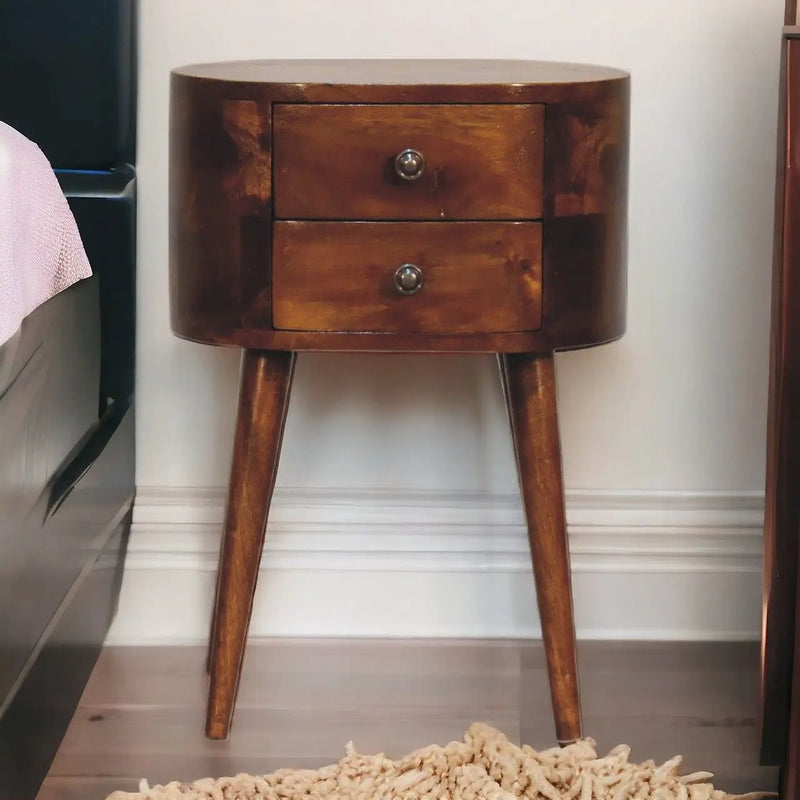 Mini Rounded Nightstand - Chestnut by HouseOfZazla