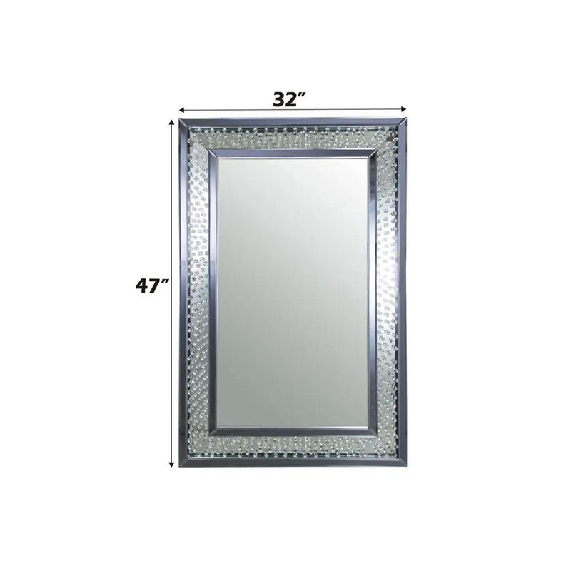 Nysa - 47" Rectangular Accent Mirror - Mirrored & Faux Crystals by Unique Piece Furniture