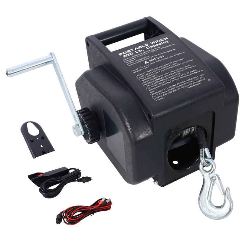 Reversible Electric Trailer Winch For Boats Up To 5000 Lbs With Galvanized Wire Rope And Casing - Black by HouseOfZazla