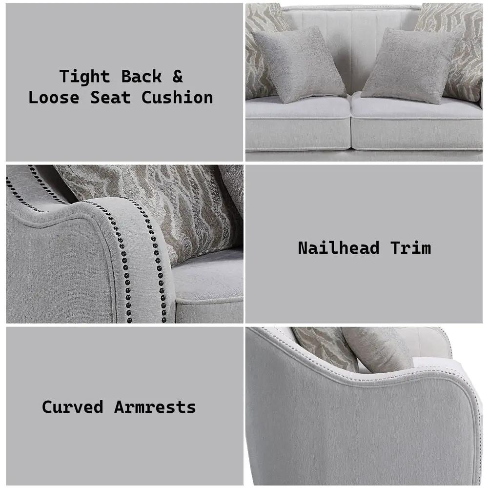 Mahler - Loveseat With 4 Pillows - Beige Linen by Unique Piece Furniture