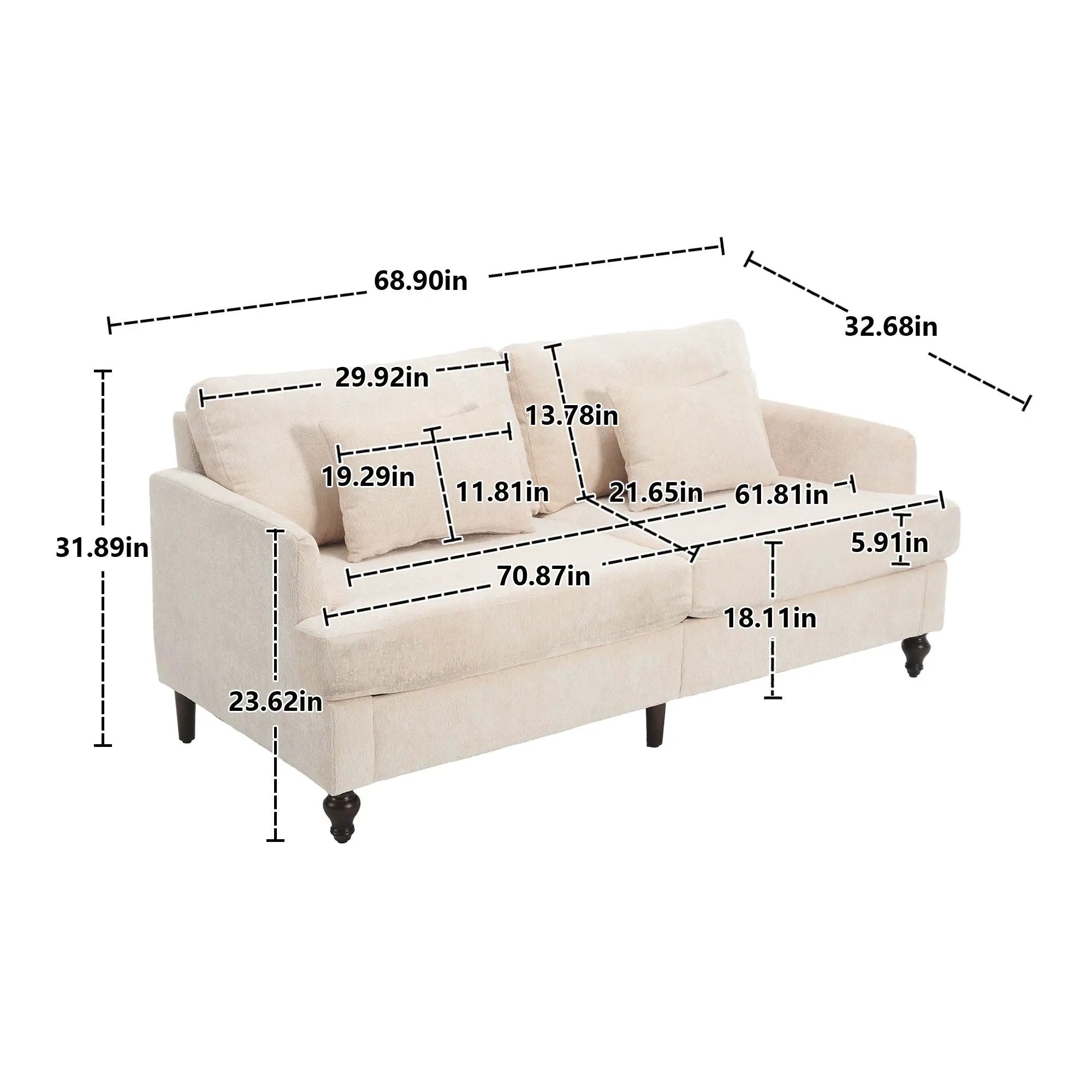 Mid Century Modern Fabric Loveseat Sofa, 2 Seat Upholstered Couch by HouseOfZazla