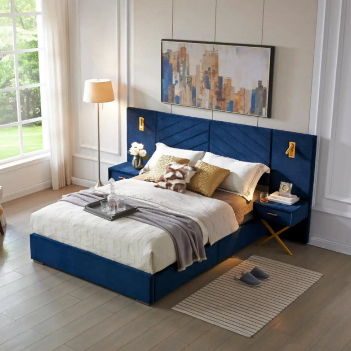 Comfortable Upholstered Bed With Vertical Channel Tufted Wingback Headboard by HouseOfZazla