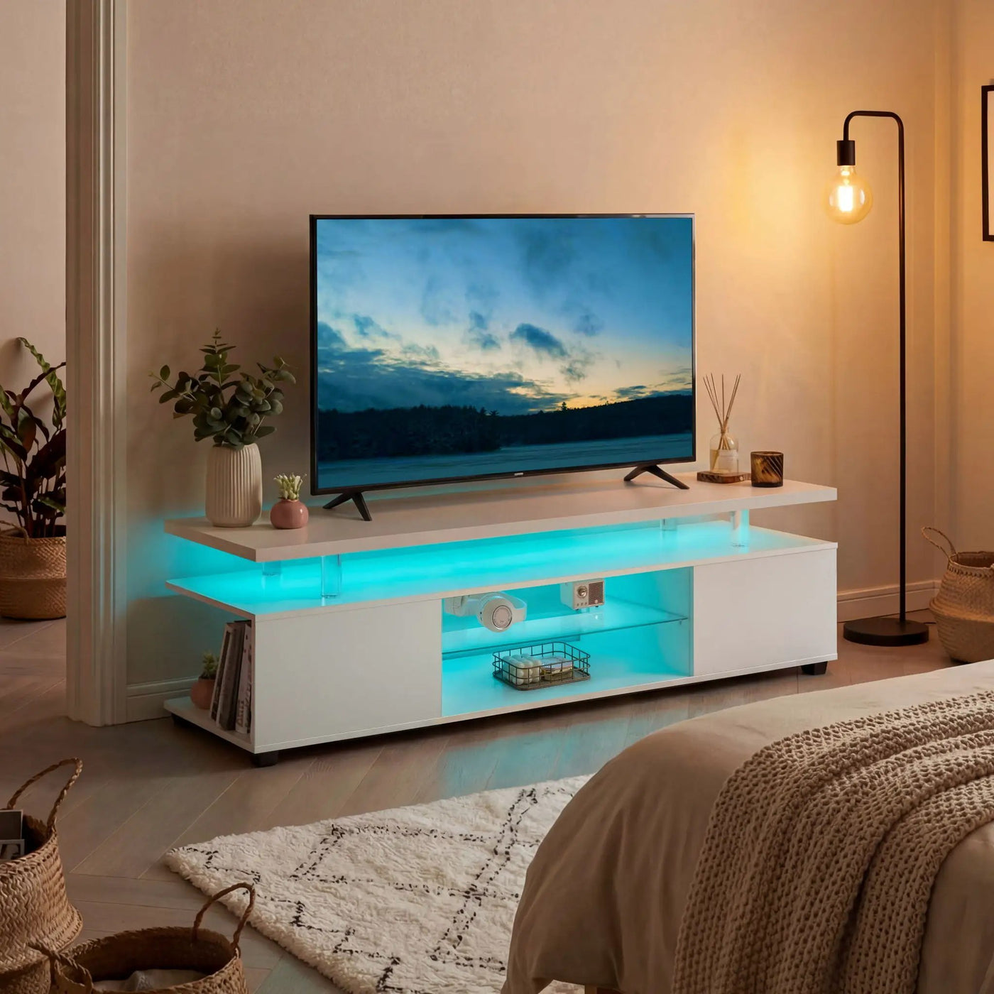 TV Stant With LED And Large Side Cabinet by HouseOfZazla