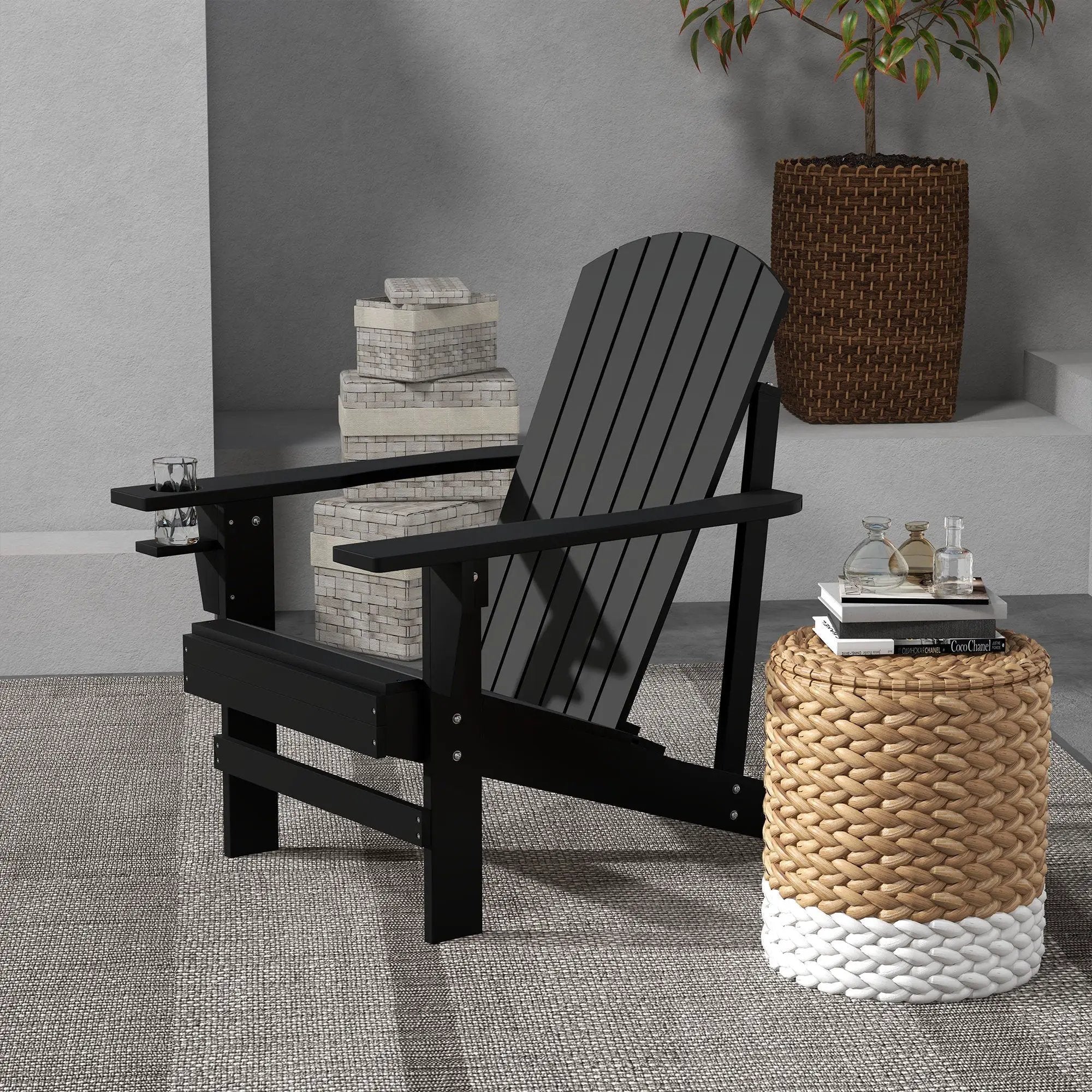 Classic Wood Adirondack Chair with Cupholder by HouseOfZazla