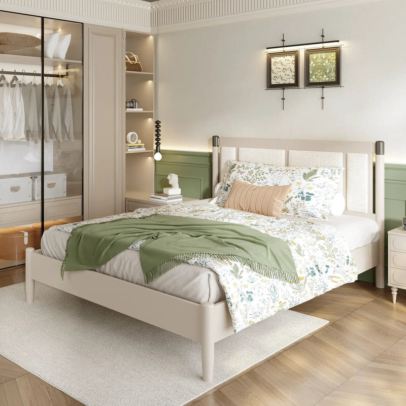 Solid Wood Queen Bed - Heavy Duty Support by HouseOfZazla