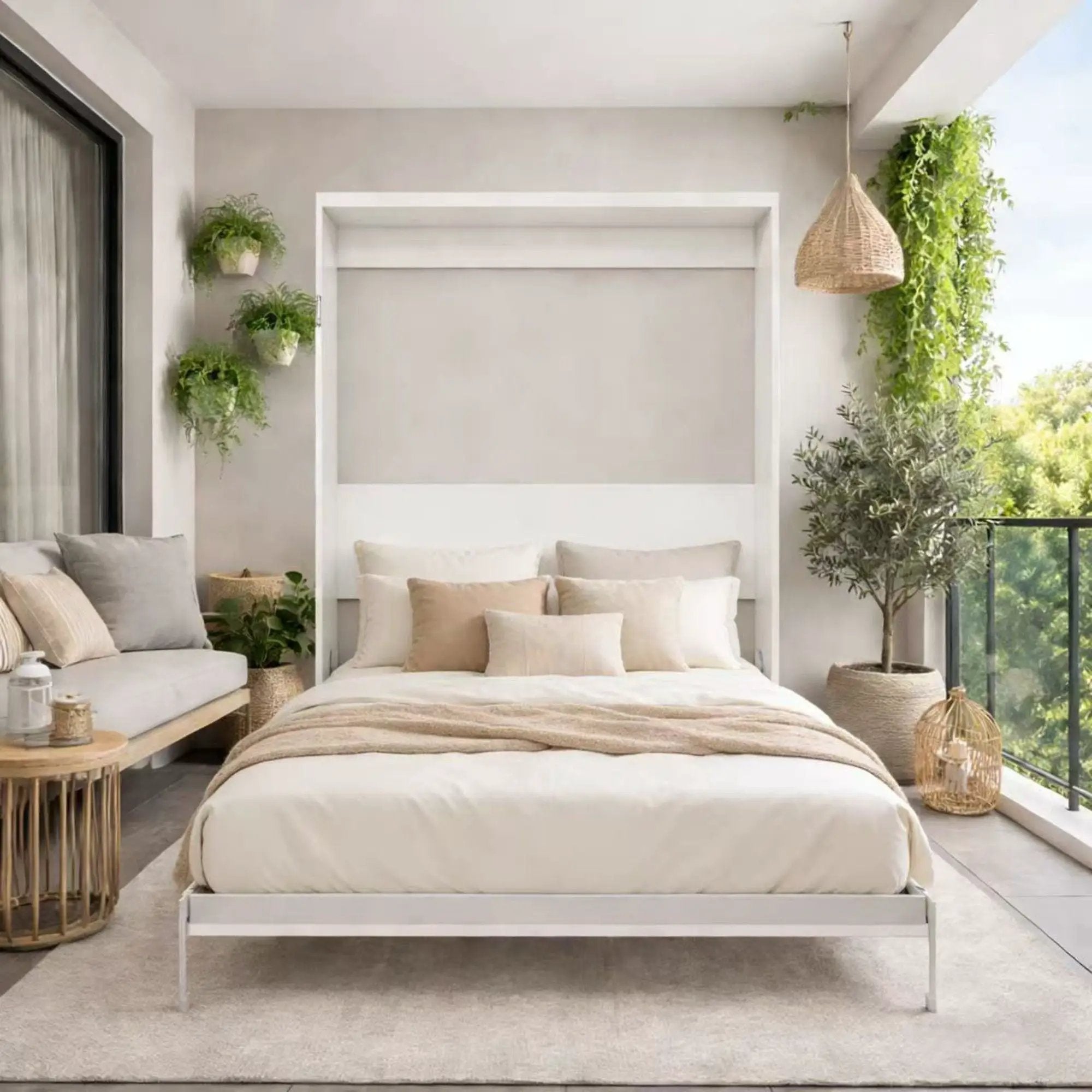 Queen Size Vertical Murphy Wall Cabinet Folding Bed With Automatic Legs - Gray by HouseOfZazla