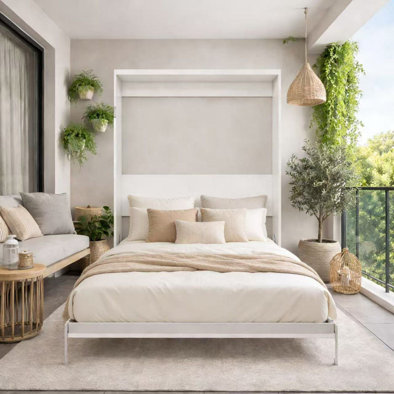 Queen Size Vertical Murphy Wall Cabinet Folding Bed With Automatic Legs - Gray by HouseOfZazla