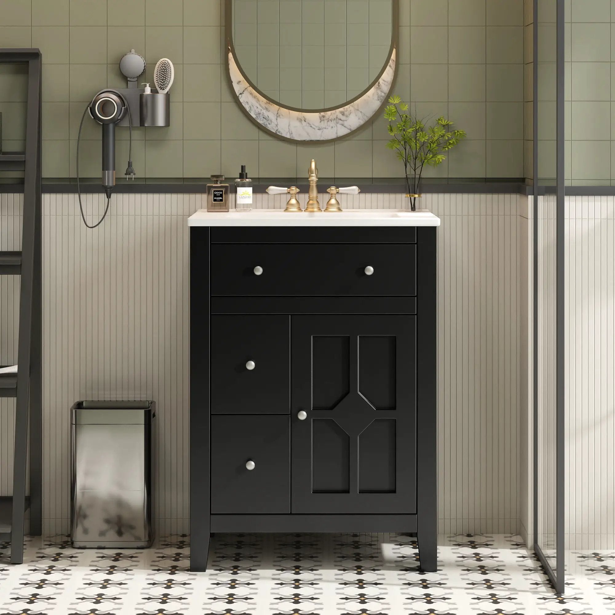 Bathroom Vanity With Basin, Rectangular Cabinet With 2 Drawers And Soft Closing Door by Unique Piece Furniture