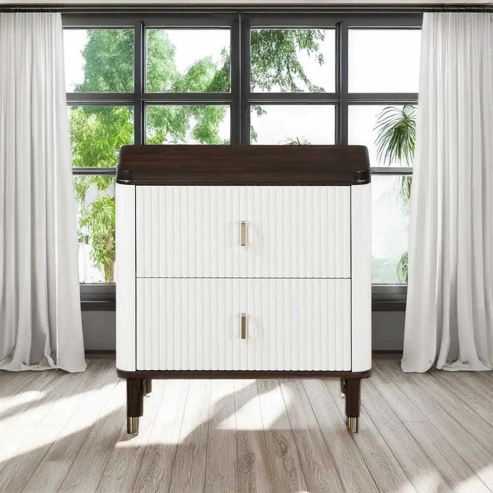 Carena - Nightstand With USB - White & Brown by Unique Piece Furniture