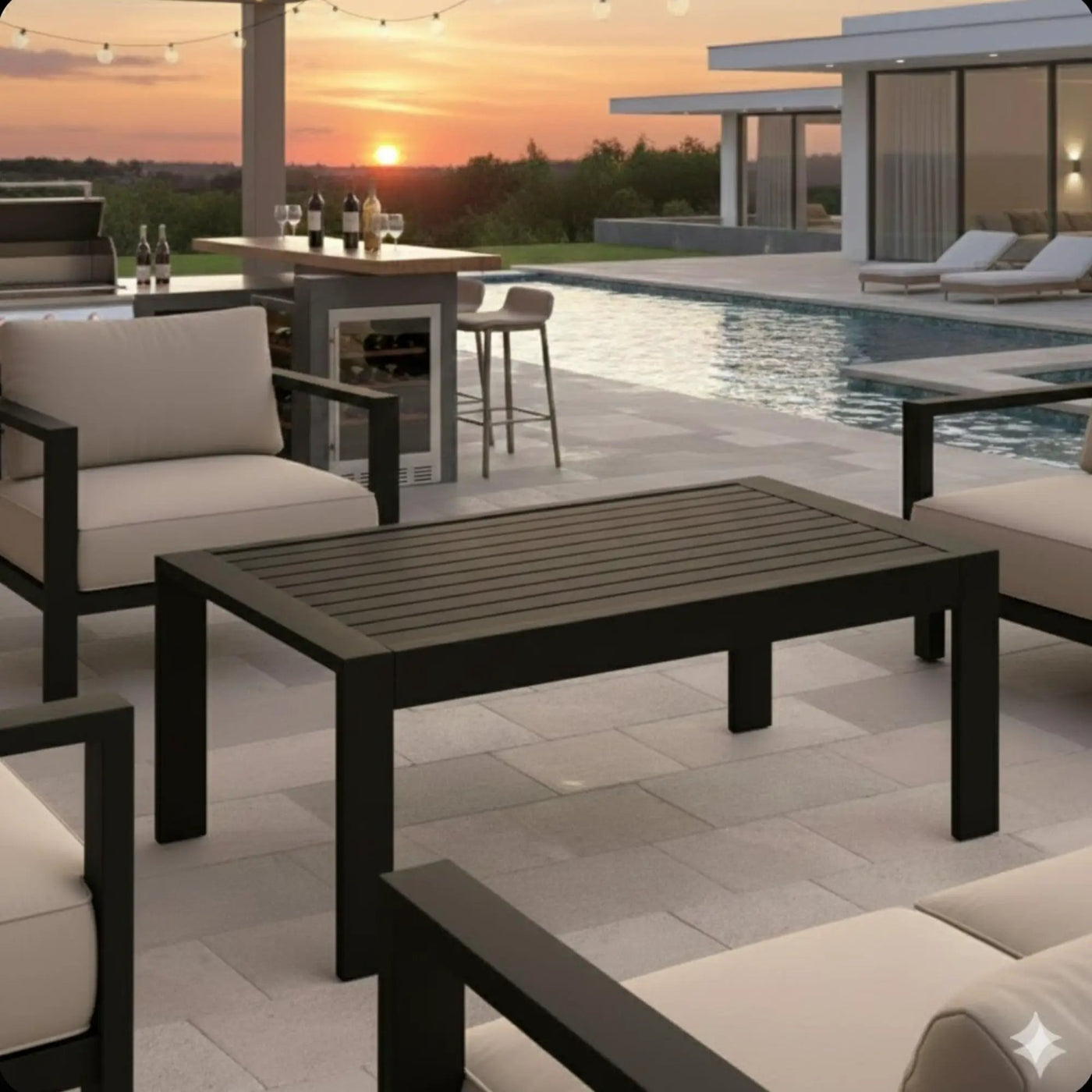 All-Weather Outdoor Coffee Table With Wood-Look Top by HouseOfZazla