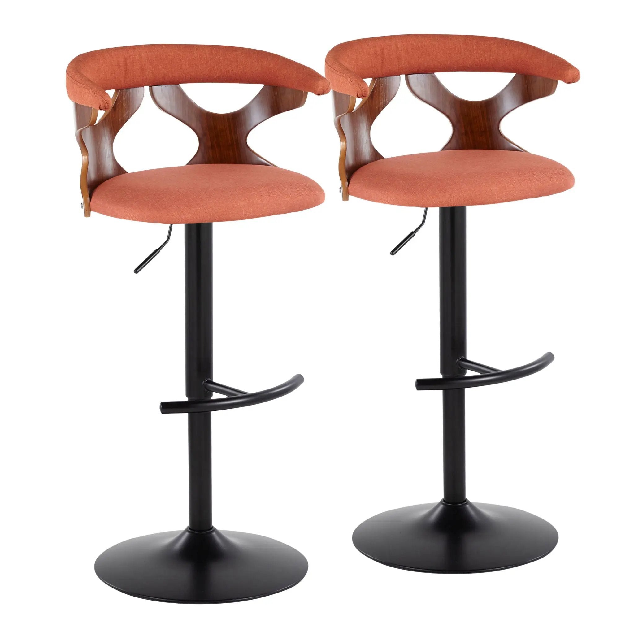 Gardenia - Contemporary Adjustable Barstool With Swivel With Rounded T Footrest (Set of 2) by Unique Piece Furniture