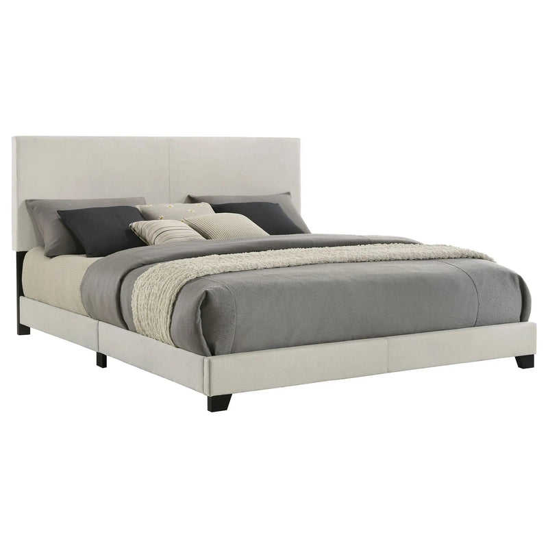 Dorian Fabric Upholstered Eastern King Panel Bed Cream by Unique Piece Furniture