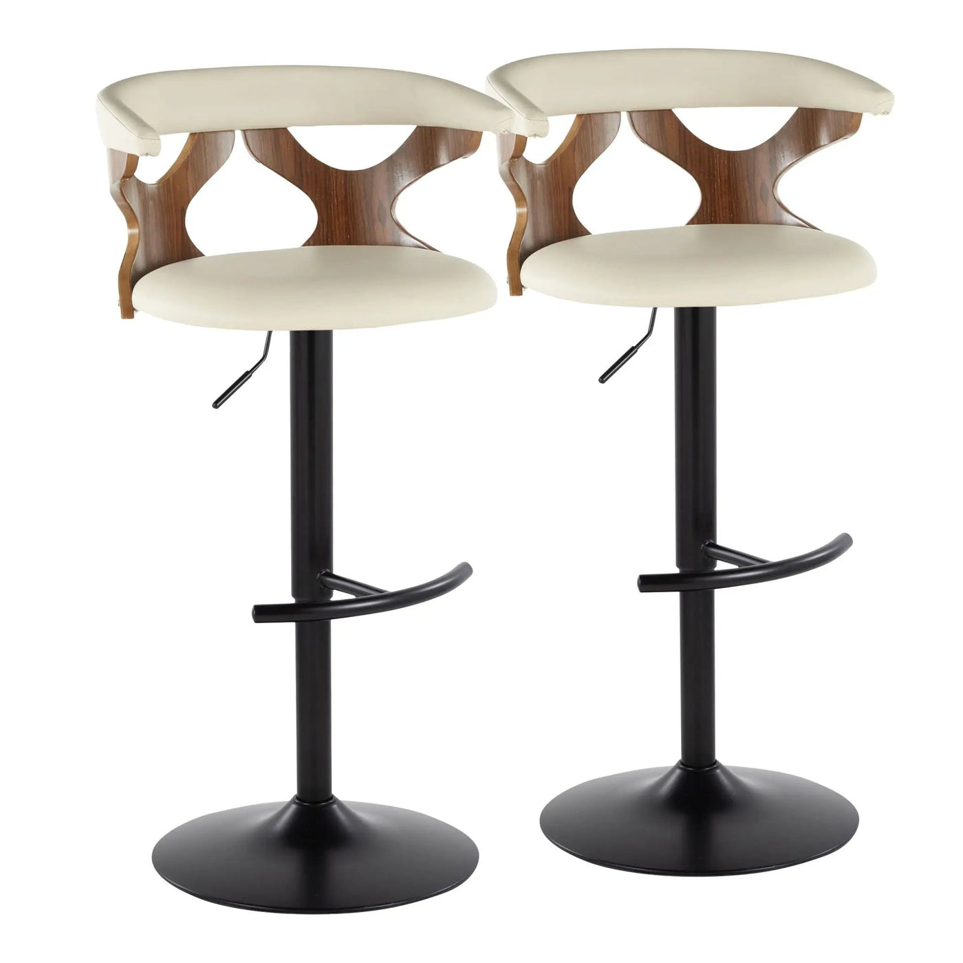 Gardenia - Contemporary Adjustable Barstool, Swivel With Rounded T Footrest (Set of 2) by HouseOfZazla