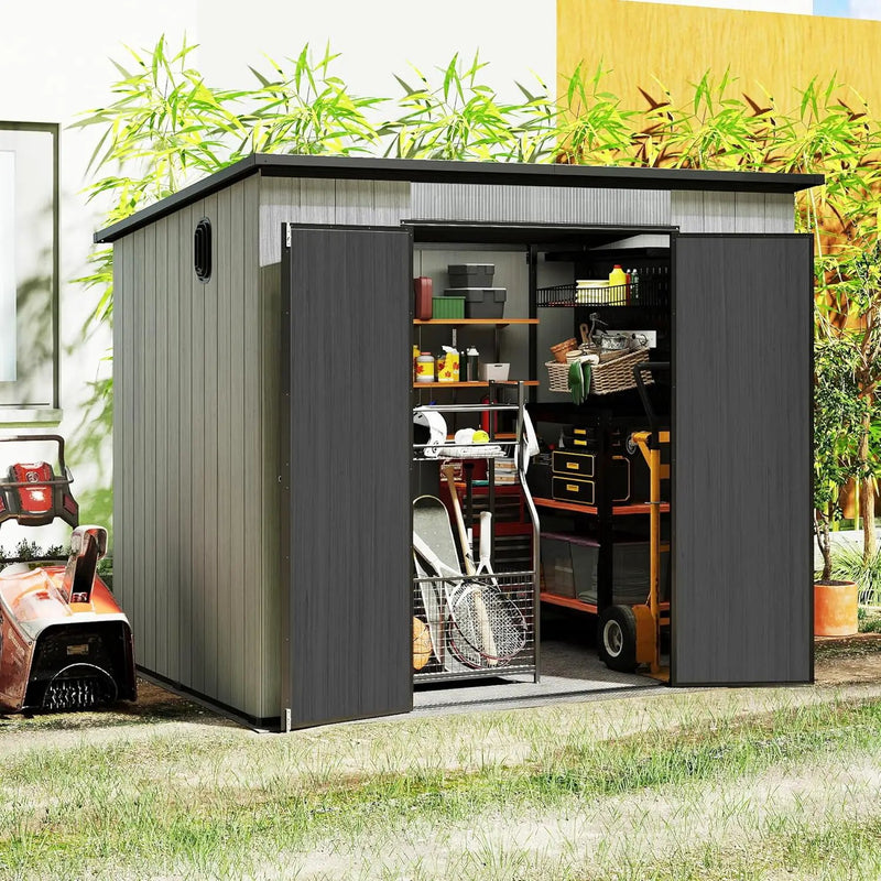 6x8FT Outdoor Resin Storage Shed with Transparent Windows & Louvered Vents by HouseOfZazla