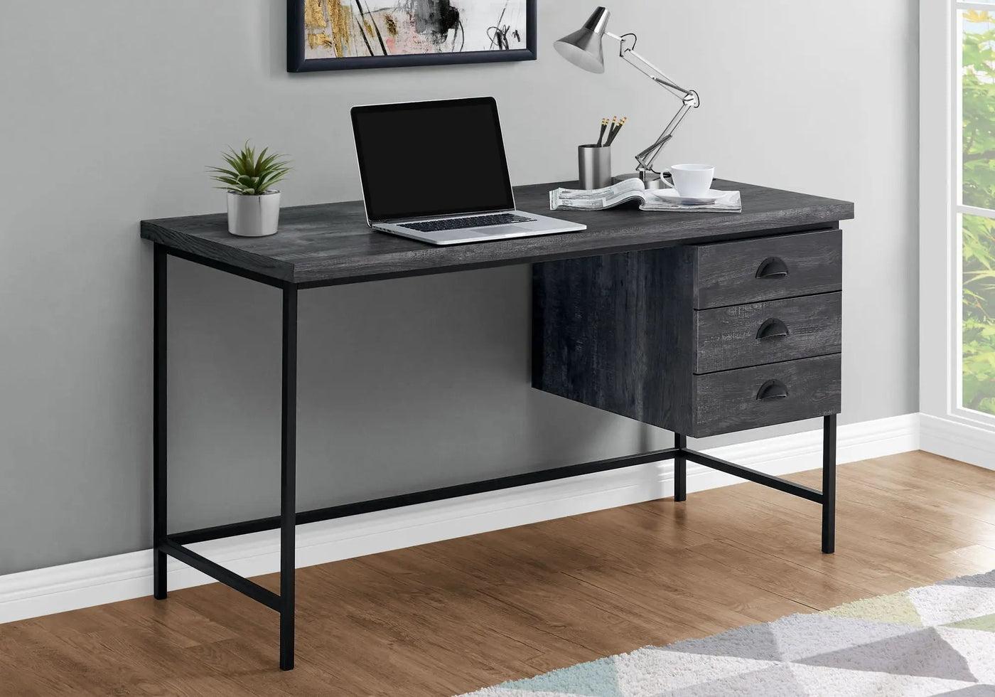 Computer Desk For Home Office, Laptop, 3 Storage Drawers, Contemporary & Modern by HouseOfZazla