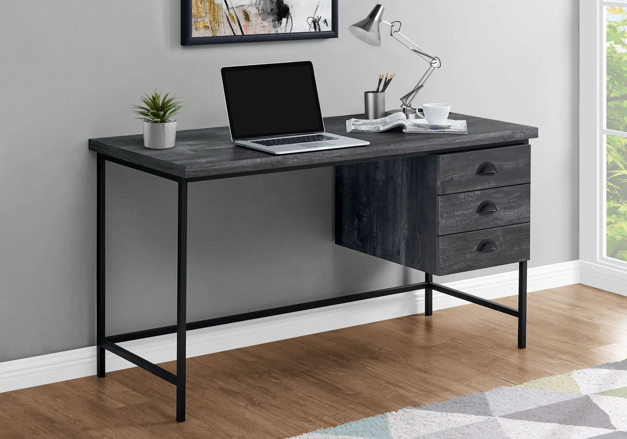 Computer Desk For Home Office, Laptop, 3 Storage Drawers, Contemporary & Modern by HouseOfZazla
