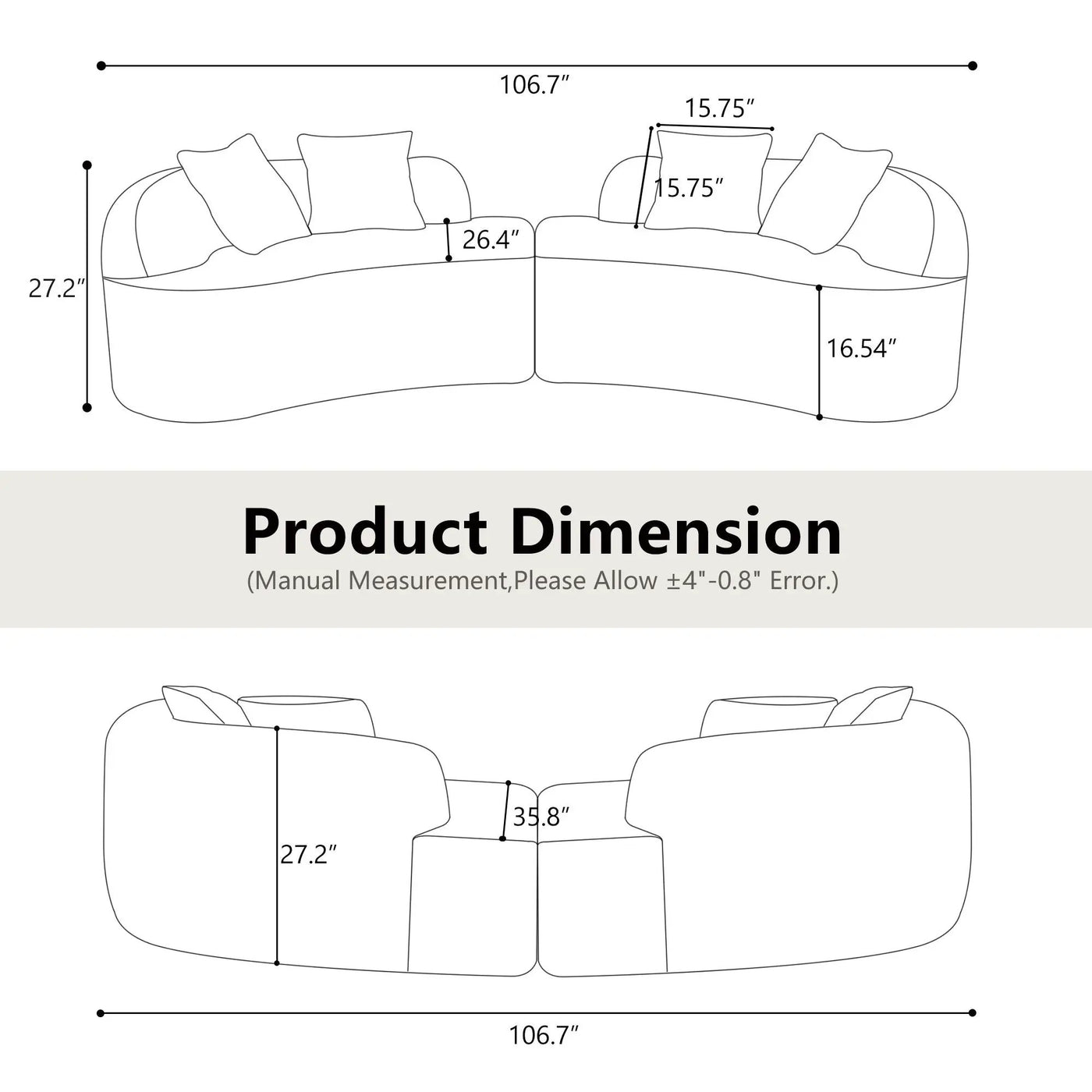 Curved 4 Seater Full Compression Sponge Sofa by HouseOfZazla