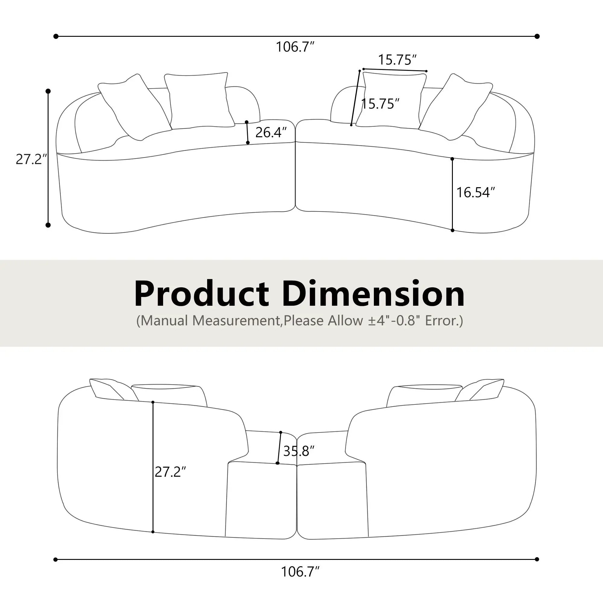 Curved 4 Seater Full Compression Sponge Sofa