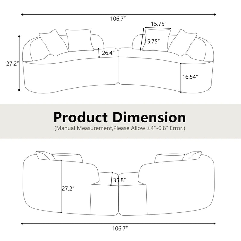 Curved 4 Seater Full Compression Sponge Sofa