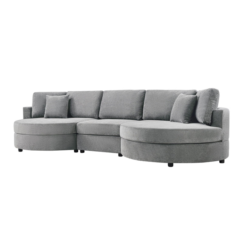 Modern 3 Seater Upholstered Sofa With Curved Design by HouseOfZazla