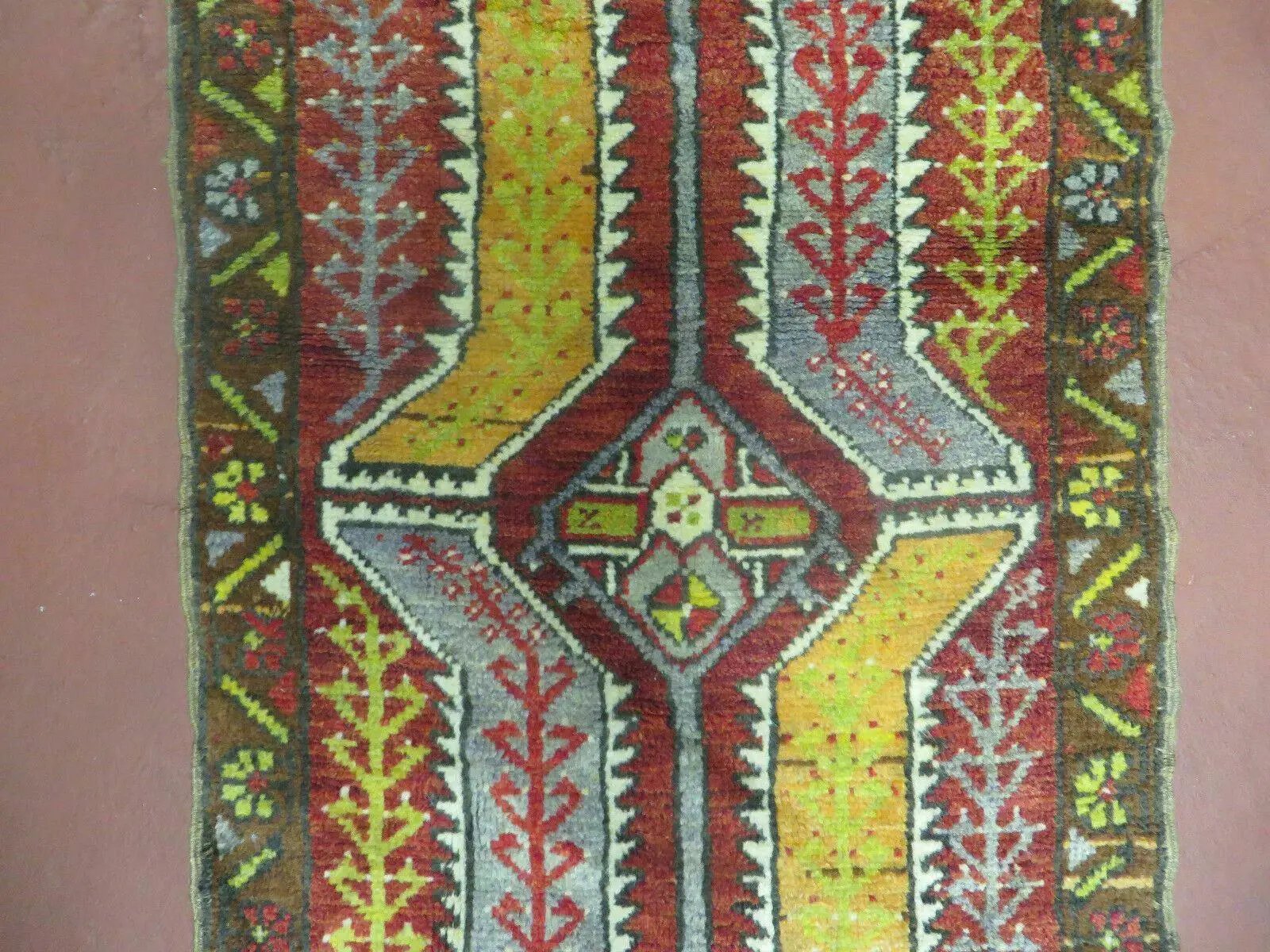 Small Turkish Yastik Rug 1.9 x 2.10, Antique Handmade Oushak Carpet by Jewel Rugs