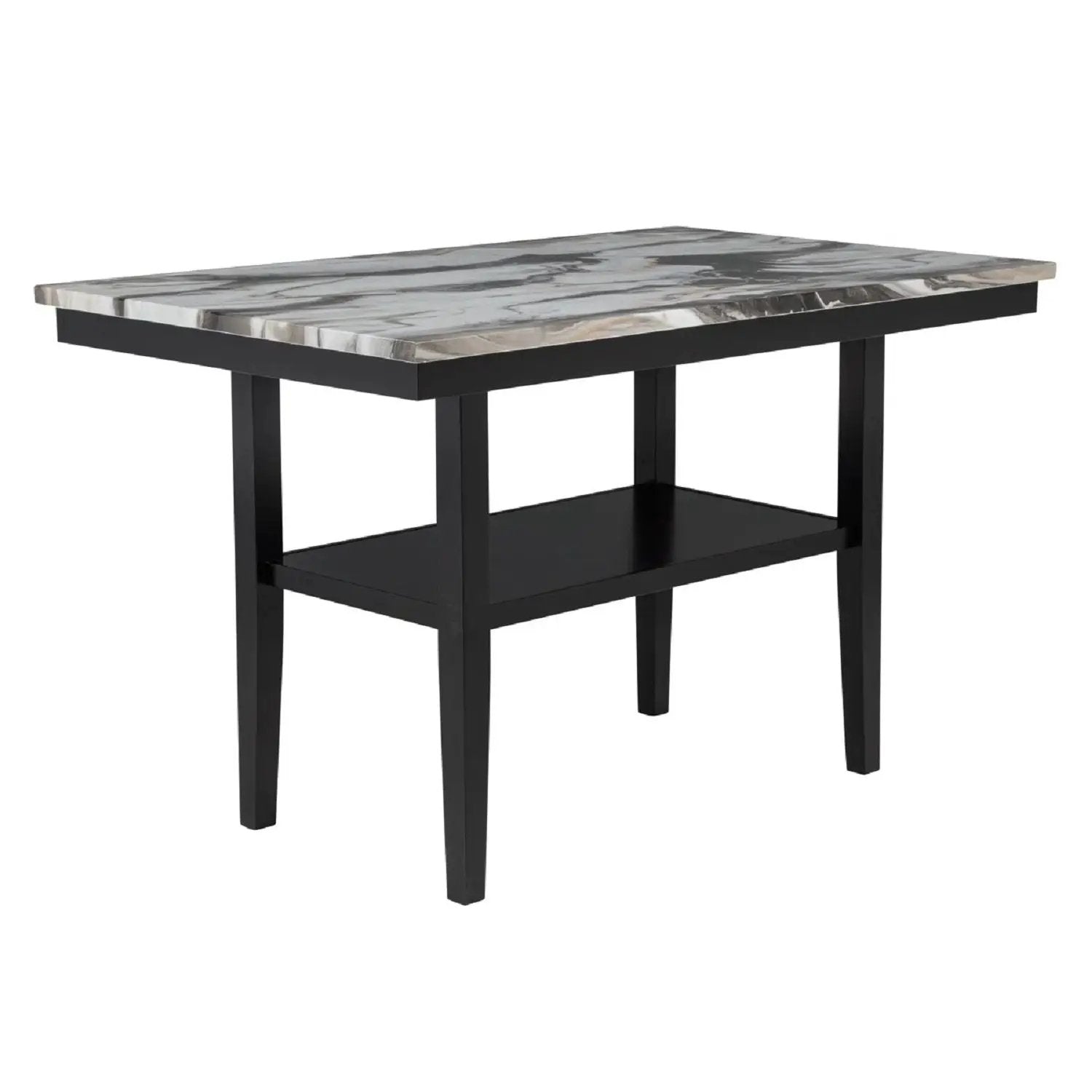 Counter Dining Table With Storage Bottom Shelf For Kitchen - Black by Unique Piece Furniture