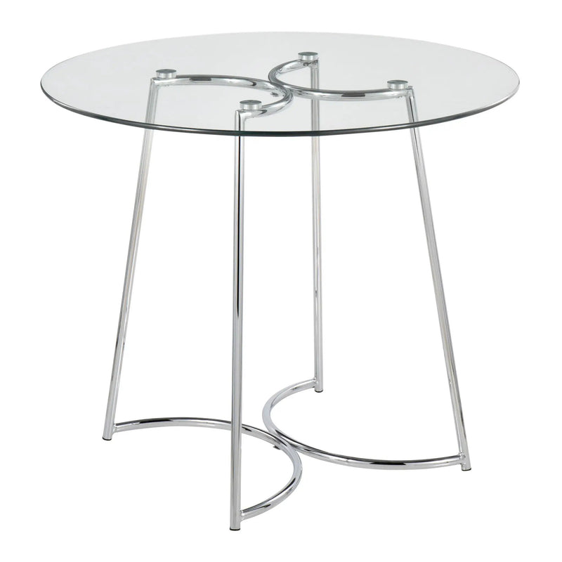 Cece Dahlia - 3 Piece Contemporary Dining Set - Chrome / Clear / Gray by HouseOfZazla